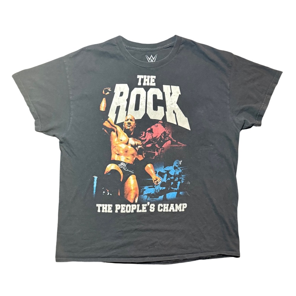 WWE The Rock The People's Champ T-Shirt Mens 2XL Black Graphic Wrestling Tee